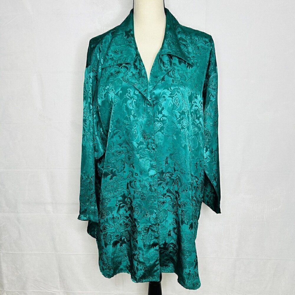 Victoria's Secret Gold Label Nightgown Button Down Satin Sleep Shirt Vintage P/S